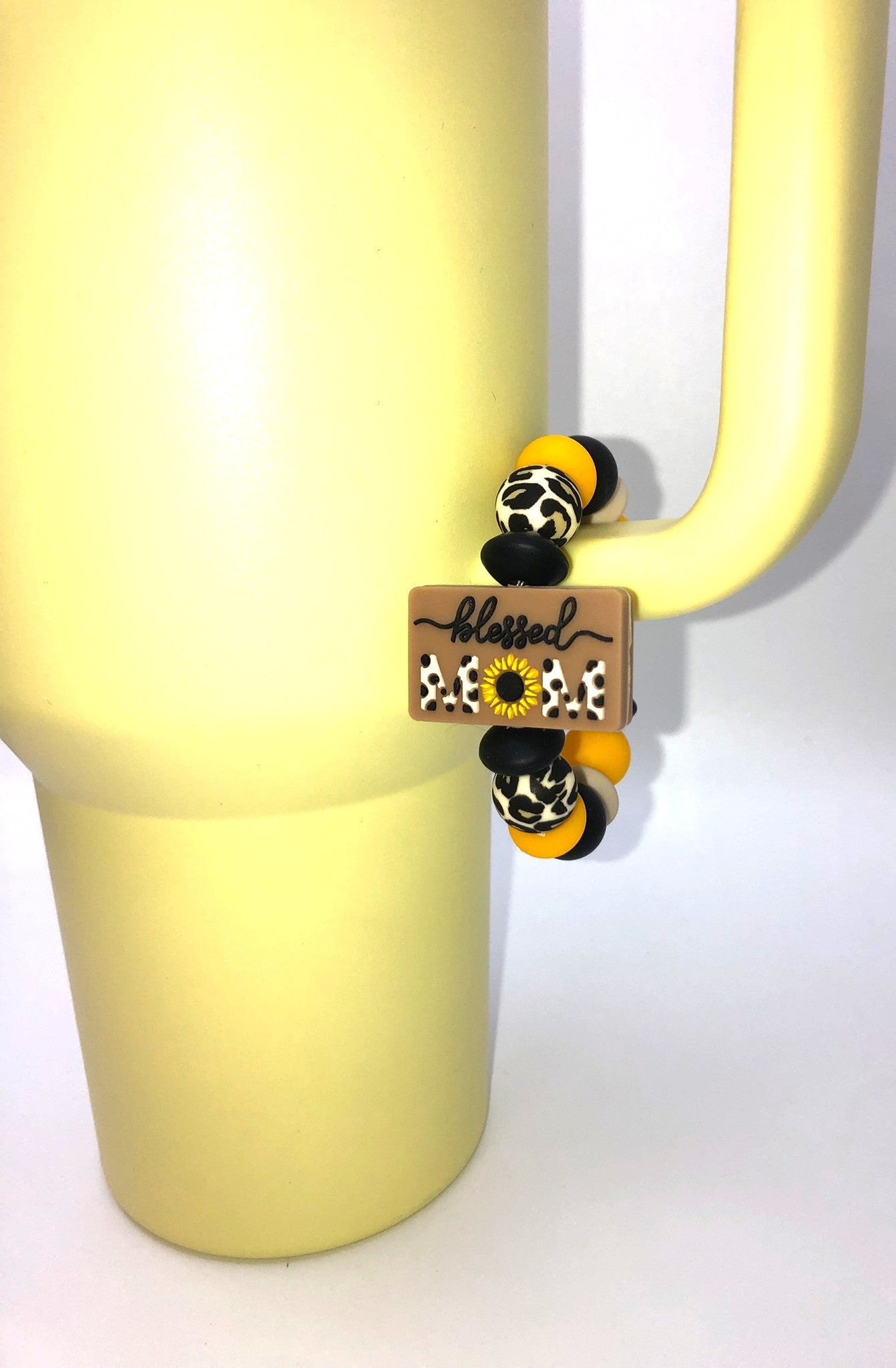 Blessed Mom Sunflower Stanley Tumbler Cup Handle Charm - Plum Branch Creations