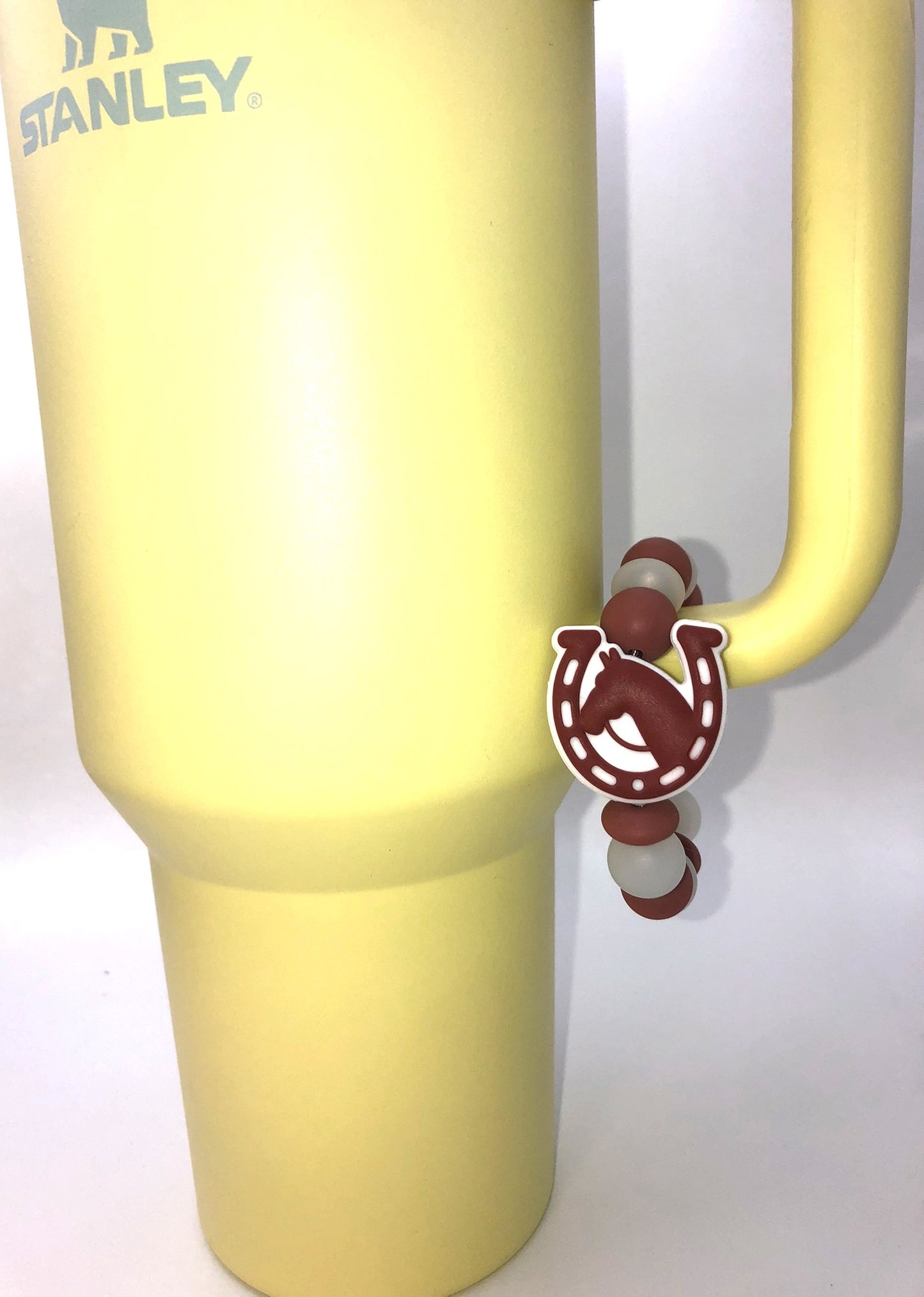 Brown Horseshoe Horse Head Stanley Tumbler Cup Handle Charm