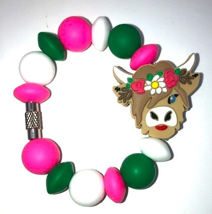 Highland Cow w/Flowers Stanley Tumbler Cup Handle Charm