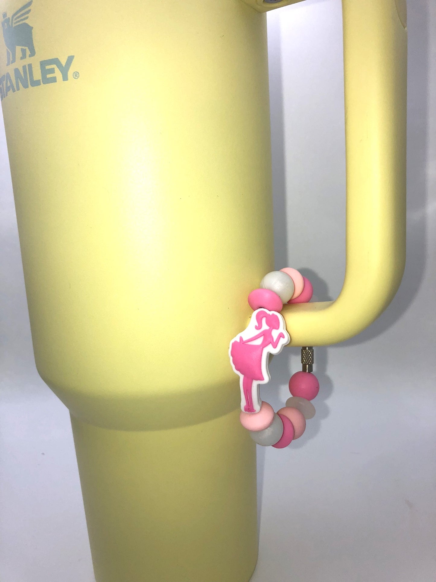 Pink Malibu Girl Plastic Doll Blowing Kisses Stanley Tumbler Cup Handle Charm