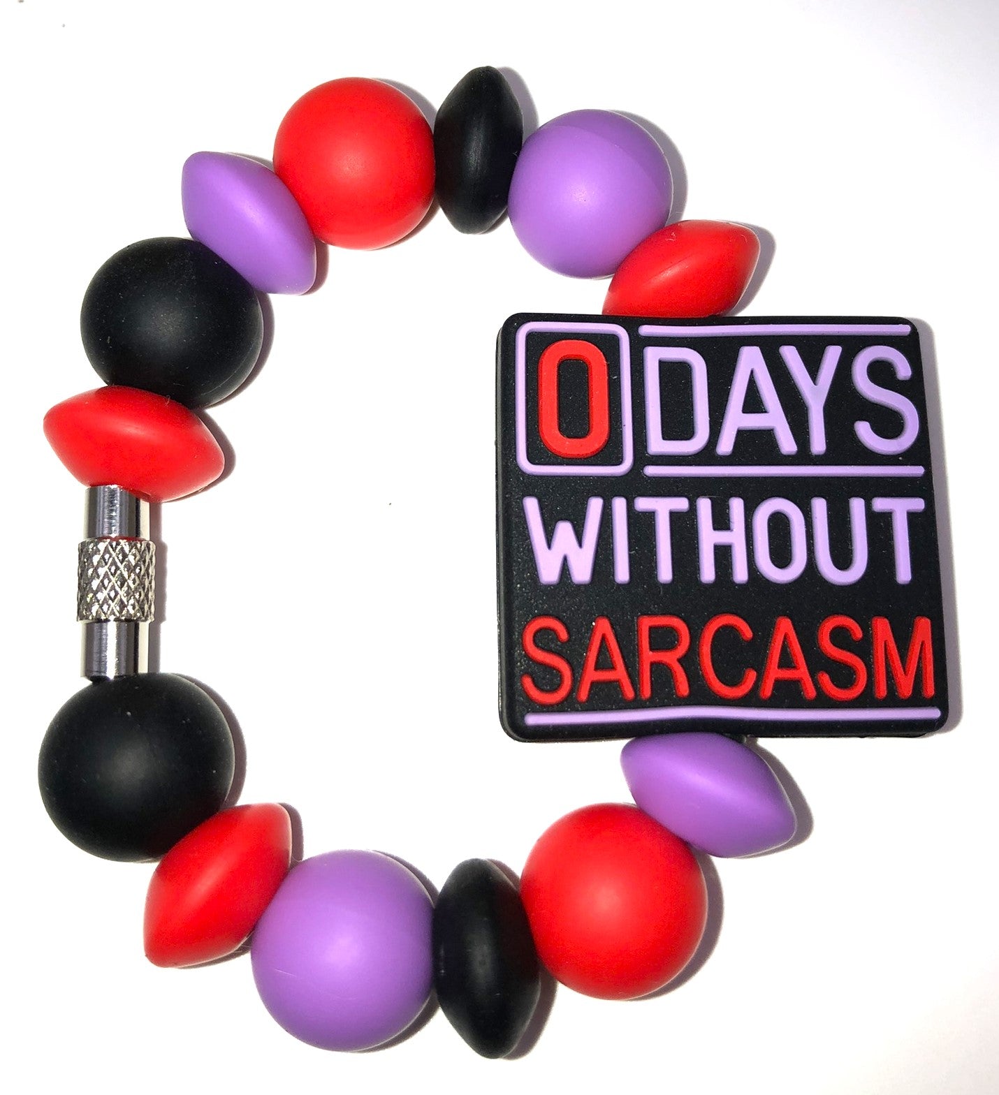 0 Days Without Sarcasm Funny Stanley Tumbler Cup Handle Charm - Plum Branch Creations