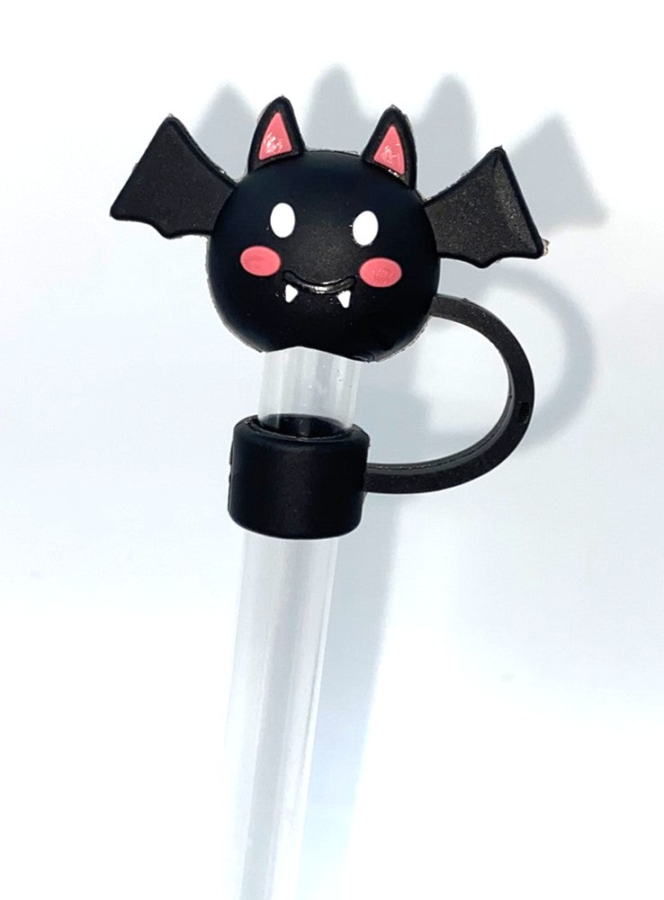 Black Cute Bat 3D Straw Topper