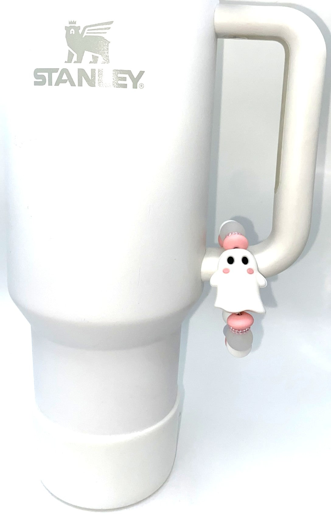 Ghost w/Pink Cheeks 3D Halloween Stanley Tumbler Cup Handle Charm
