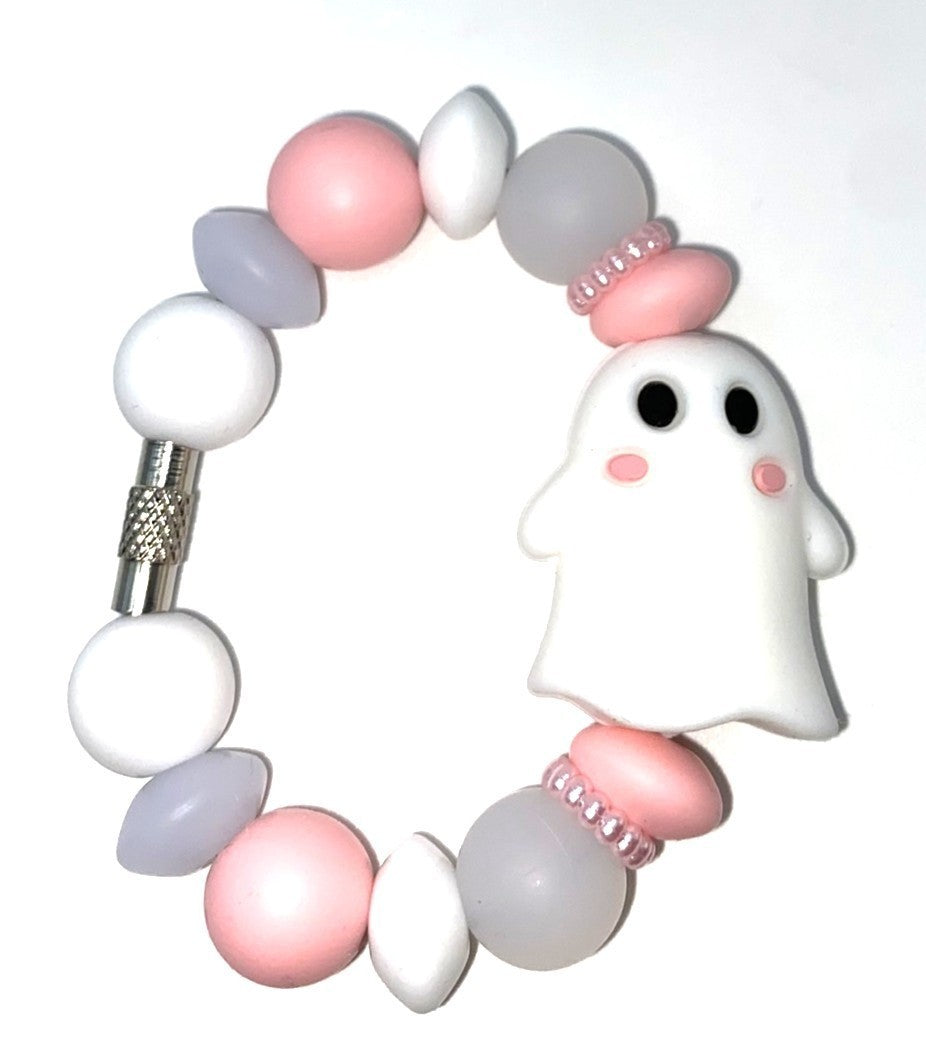 Ghost w/Pink Cheeks 3D Halloween Stanley Tumbler Cup Handle Charm