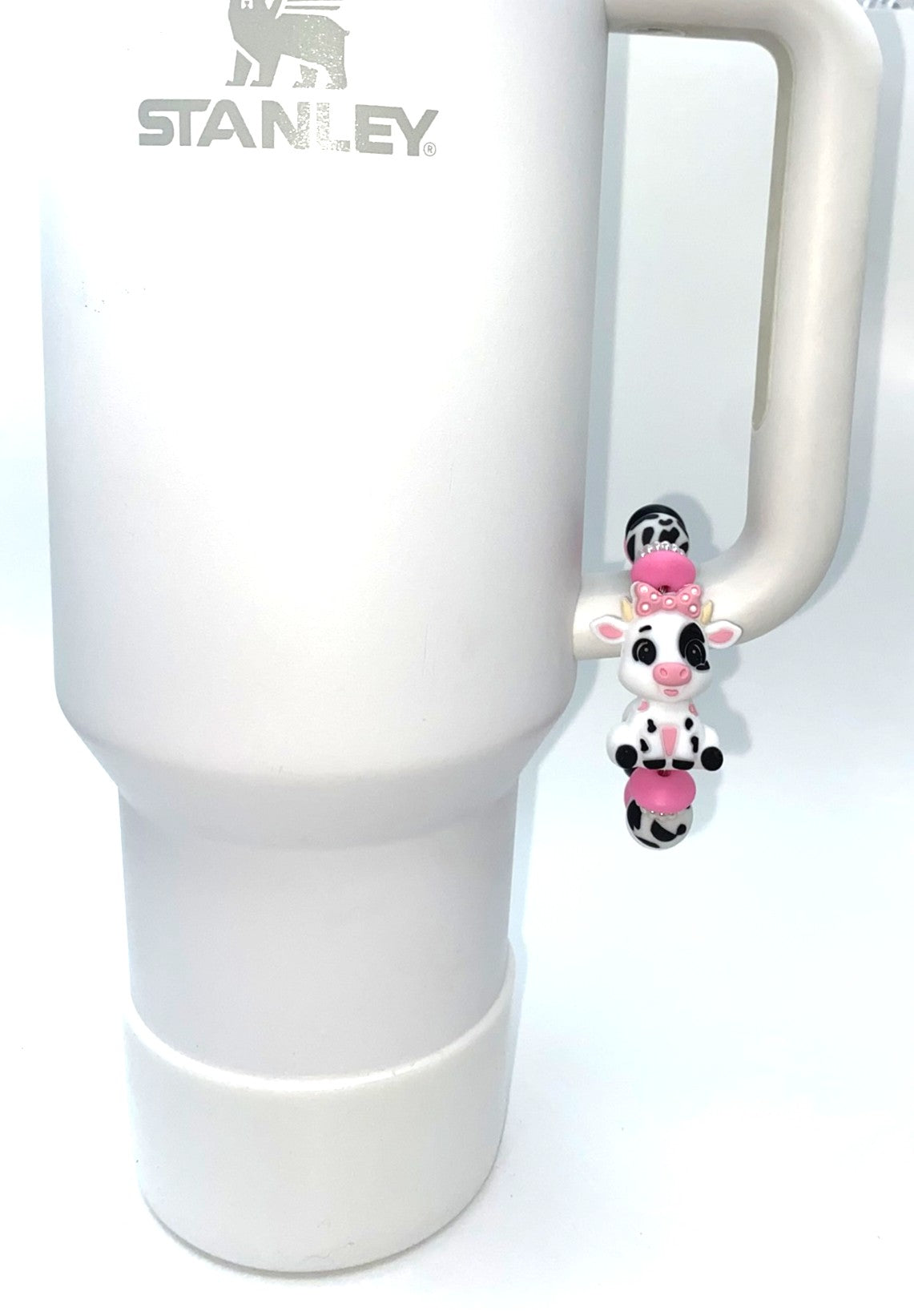 Girl Cow w/Pink Bow 3D Stanley Tumbler Cup Handle Charm