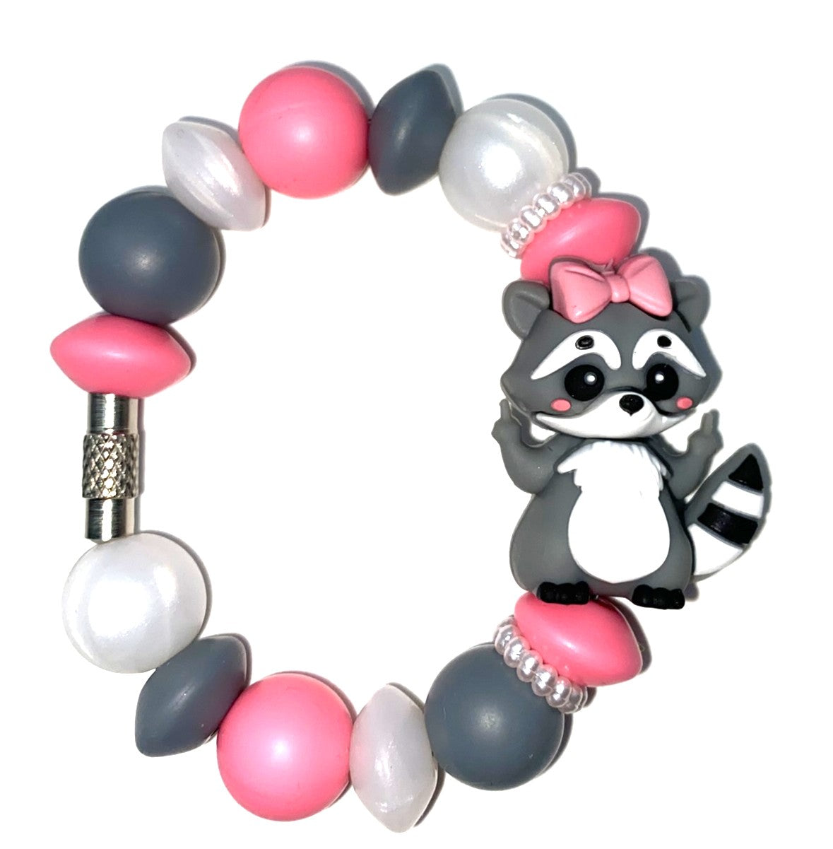 Girl Raccoon w/Pink Bow 3D Middle Fingers Stanley Tumbler Cup Handle Charm