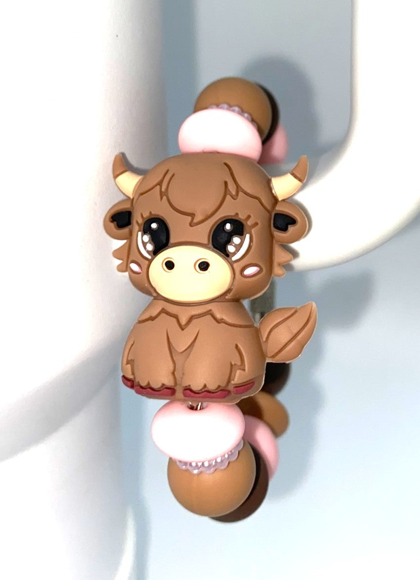 Highland Cow Cute 3D Stanley Tumbler Cup Handle Charm