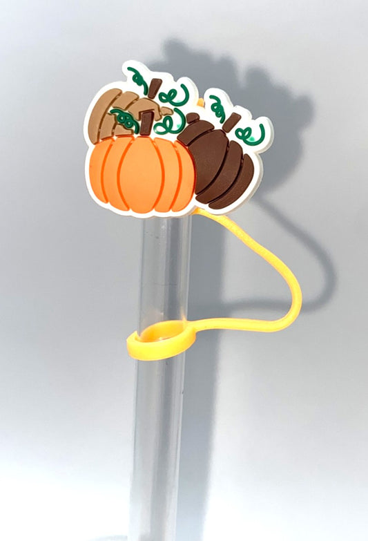 3 Fall Pumpkins Straw Topper
