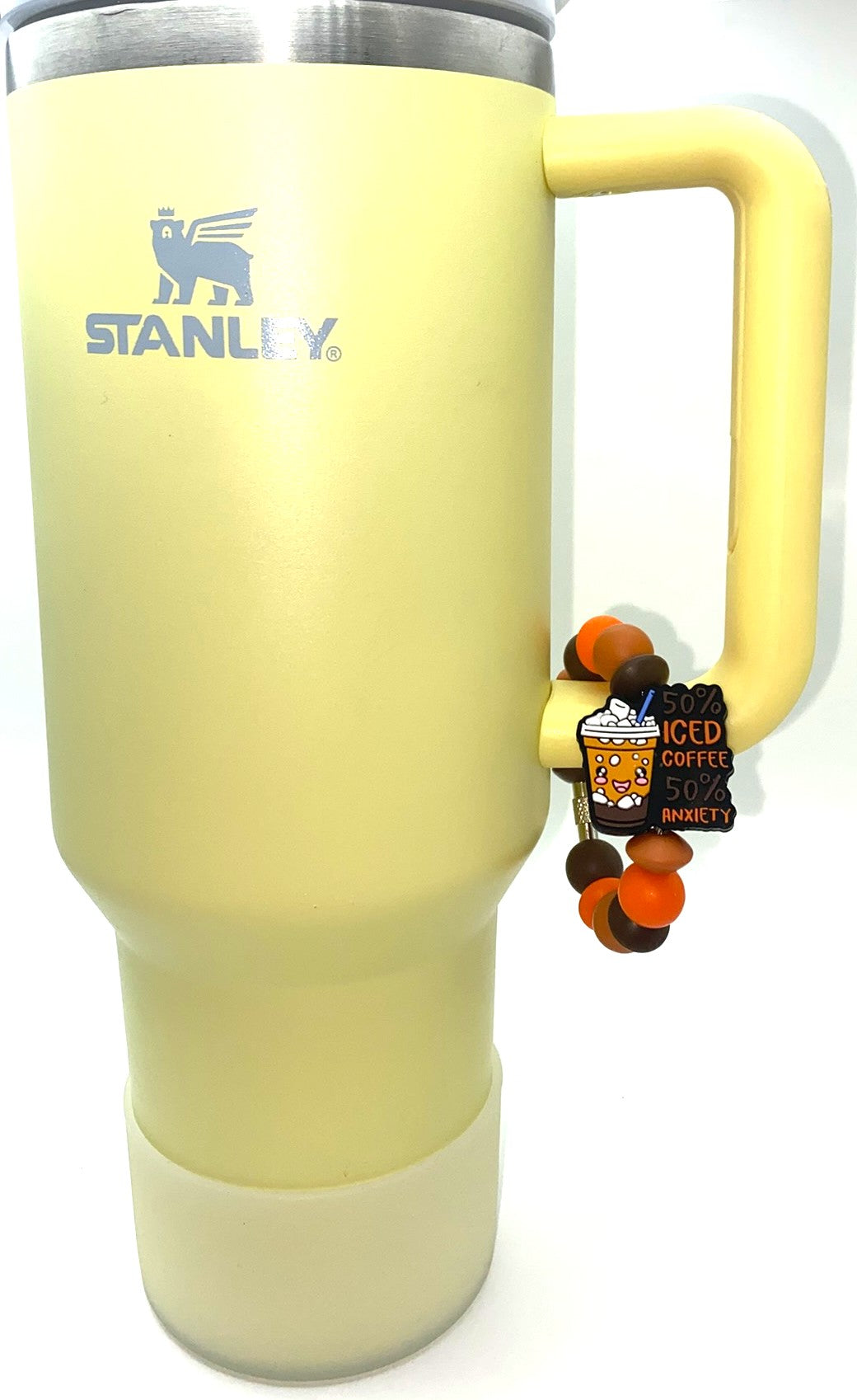 50% Iced Coffee 50% Anxiety Funny Stanley Tumbler Cup Handle Charm