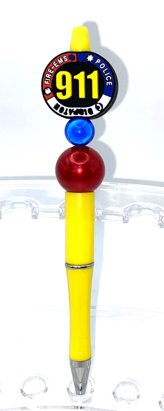911 Dispatch Fire EMS Police Beaded Pen