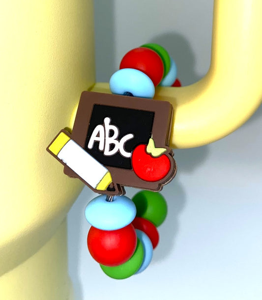 ABC Chalkboard Pencil & Apple Teacher School Stanley Tumbler Cup Handle Charm