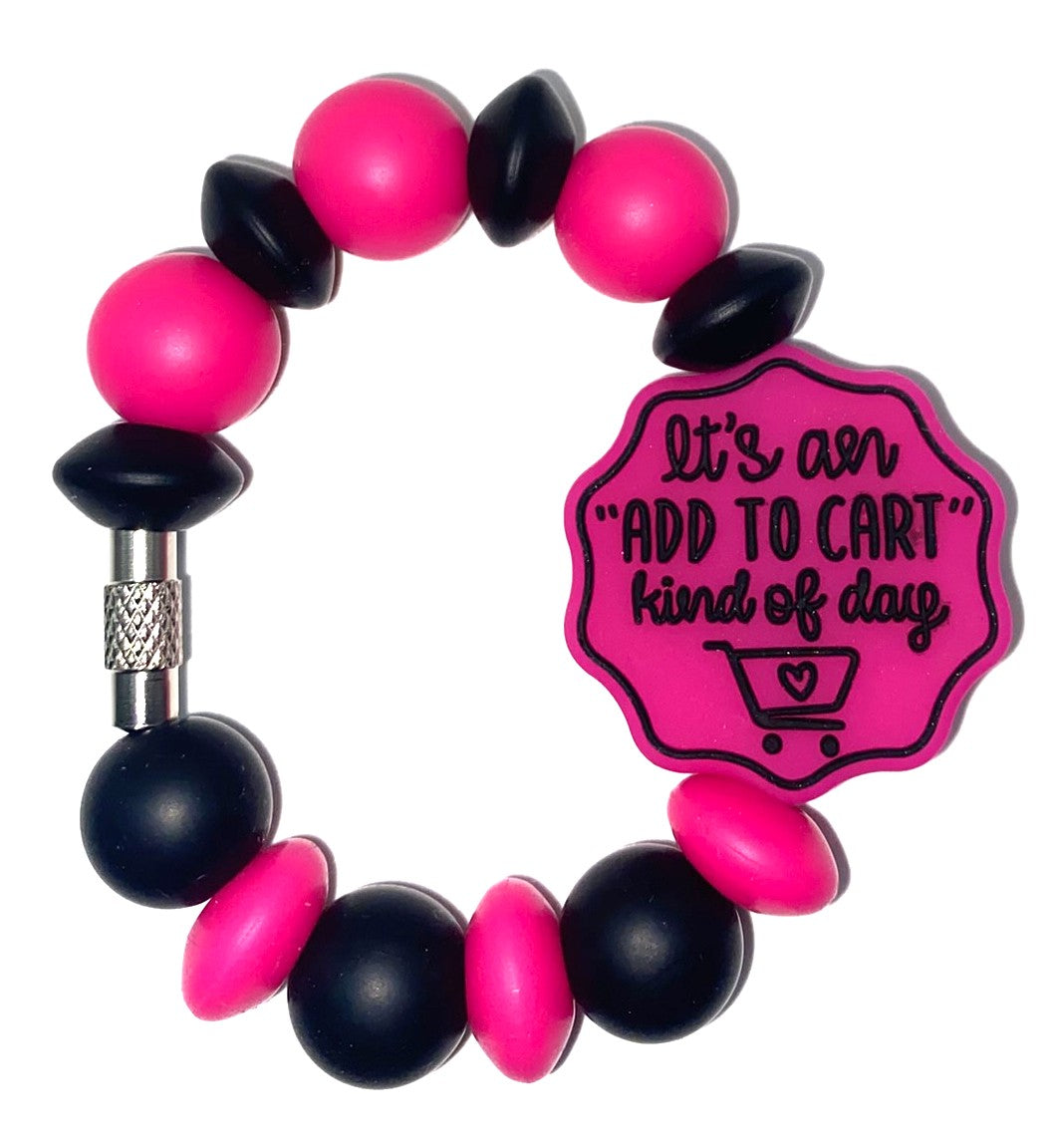 It's An Add To Cart Kinda Day Pink Double-sided Stanley Tumbler Cup Handle Charm