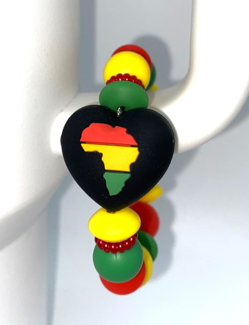 Black History 3D Heart Double-Sided Stanley Tumbler Cup Handle Charm