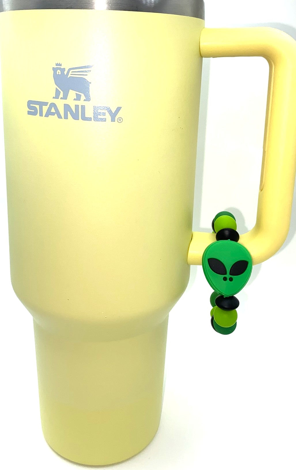 Bright Green Alien Head Stanley Tumbler Cup Handle Charm