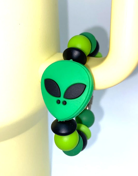 Bright Green Alien Head Stanley Tumbler Cup Handle Charm