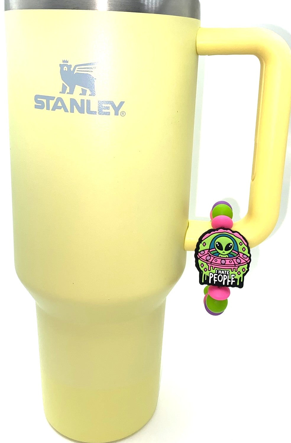 I Hate People Alien in UFO Stanley Tumbler Cup Handle Charm