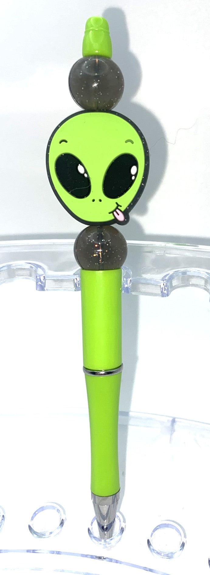 Sassy Green Alien Head Beaded Pen