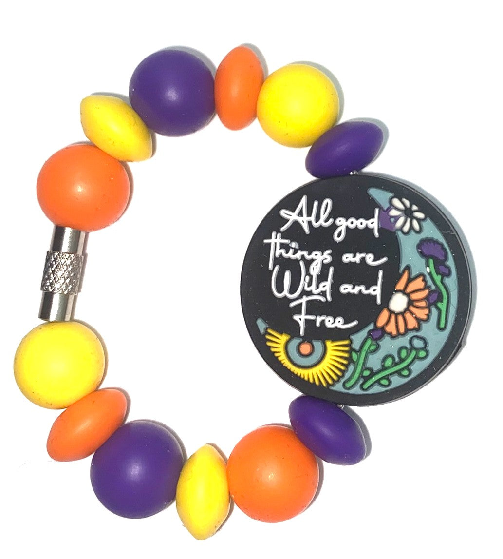 All Good Things Are Wild & Free Floral Moon Stanley Tumbler Cup Handle Charm