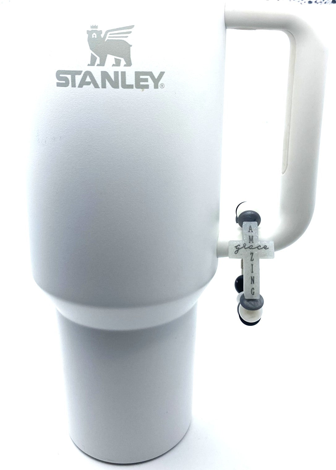 Amazing Grace Glitter Cross Stanley Tumbler Cup Handle Charm
