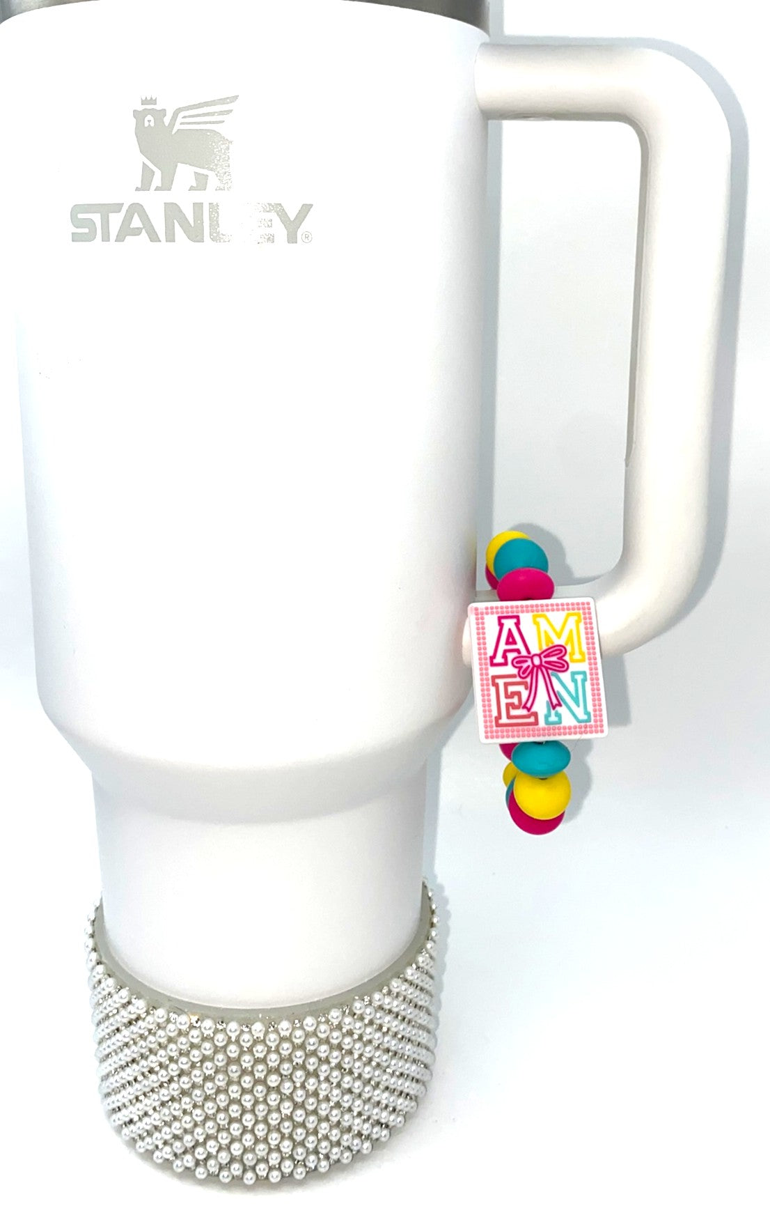 Amen Bow White Square Stanley Tumbler Cup Handle Charm