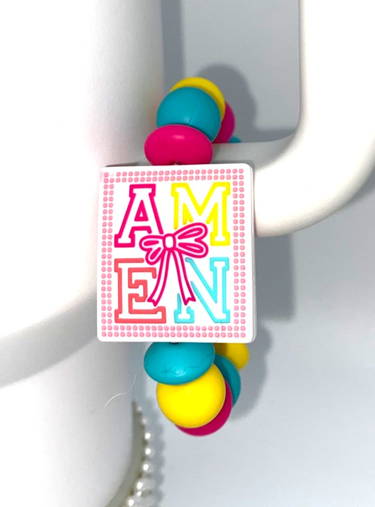 Amen Bow White Square Stanley Tumbler Cup Handle Charm