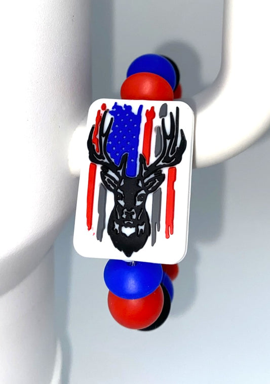 American Flag Deer Stanley Tumbler Cup Handle Charm