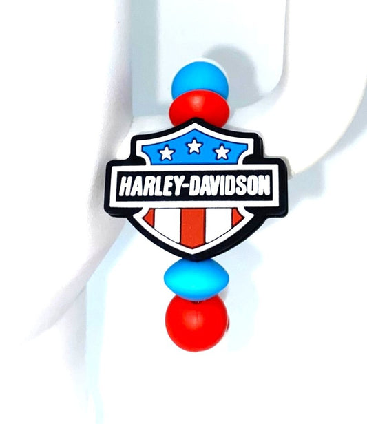 Harley Davidson Red White & Blue Motorcycles Logo Stanley Tumbler Cup Handle Charm