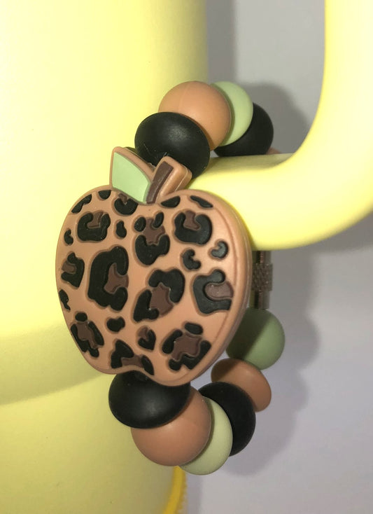 Leopard Print Apple Stanley Tumbler Cup Handle Charm