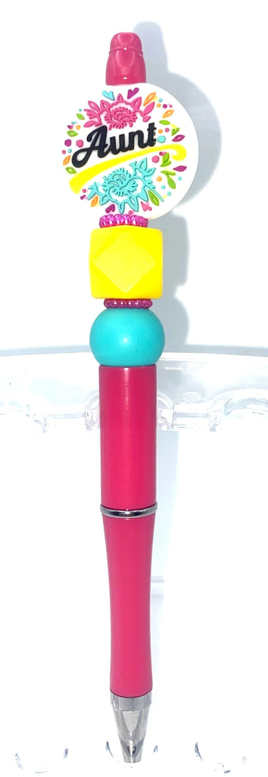 Aunt Floral Round Beaded Pen