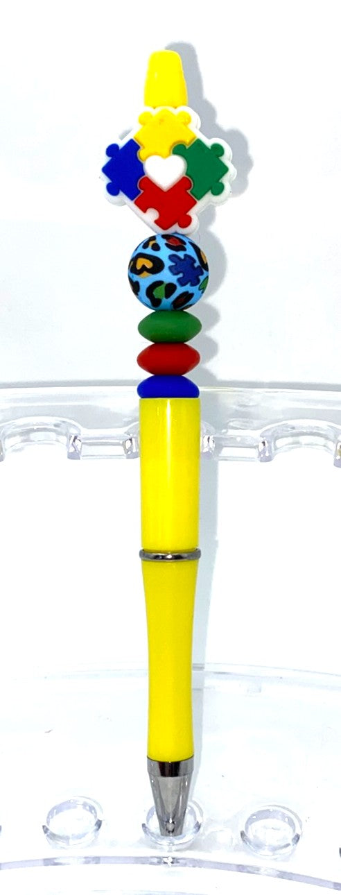 Autism Puzzle Piece Beaded Pen