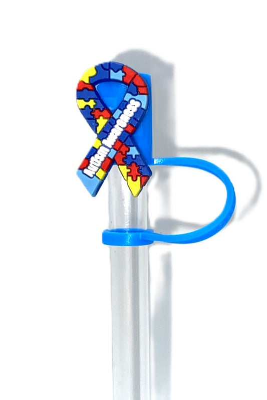 Autism Awareness Ribbon Straw Topper
