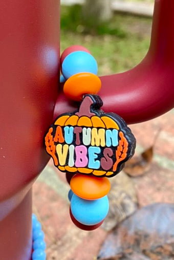 Autumn Vibes Pumpkin Fall Stanley Tumbler Cup Handle Charm