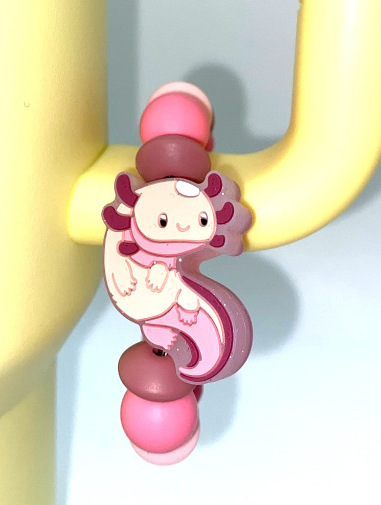 Pink Glitter Axel the Axolotl Stanley Tumbler Cup Handle Charm