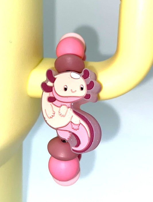 Pink Glitter Axel the Axolotl Stanley Tumbler Cup Handle Charm