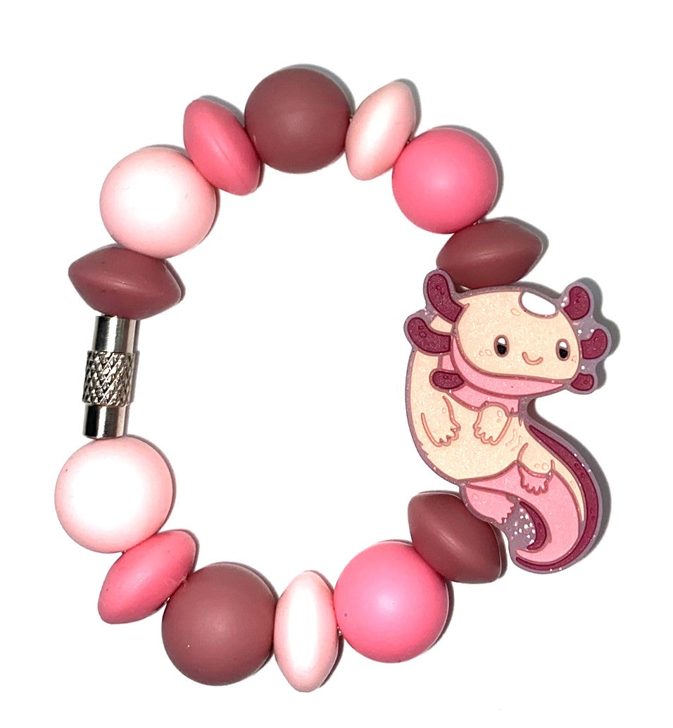 Pink Glitter Axel the Axolotl Stanley Tumbler Cup Handle Charm