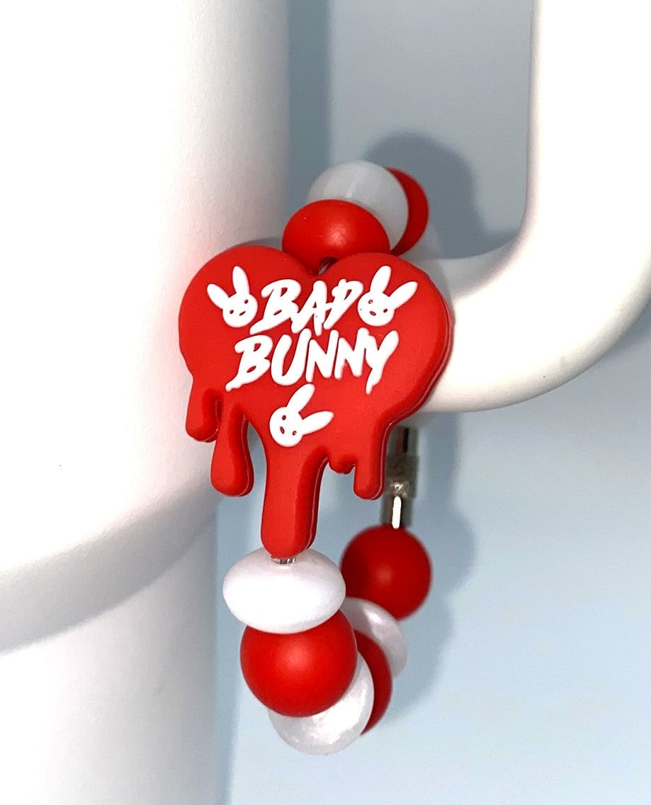 Bad Bunny Heart Stanley Tumbler Cup Handle Charm