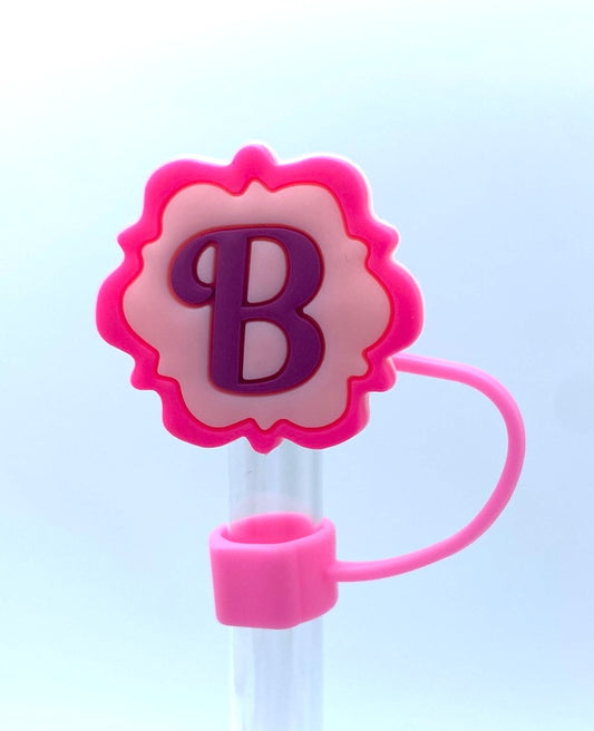 Monogram B Initial Malibu Girl Plastic Doll Stanley Tumbler Cup Straw Topper
