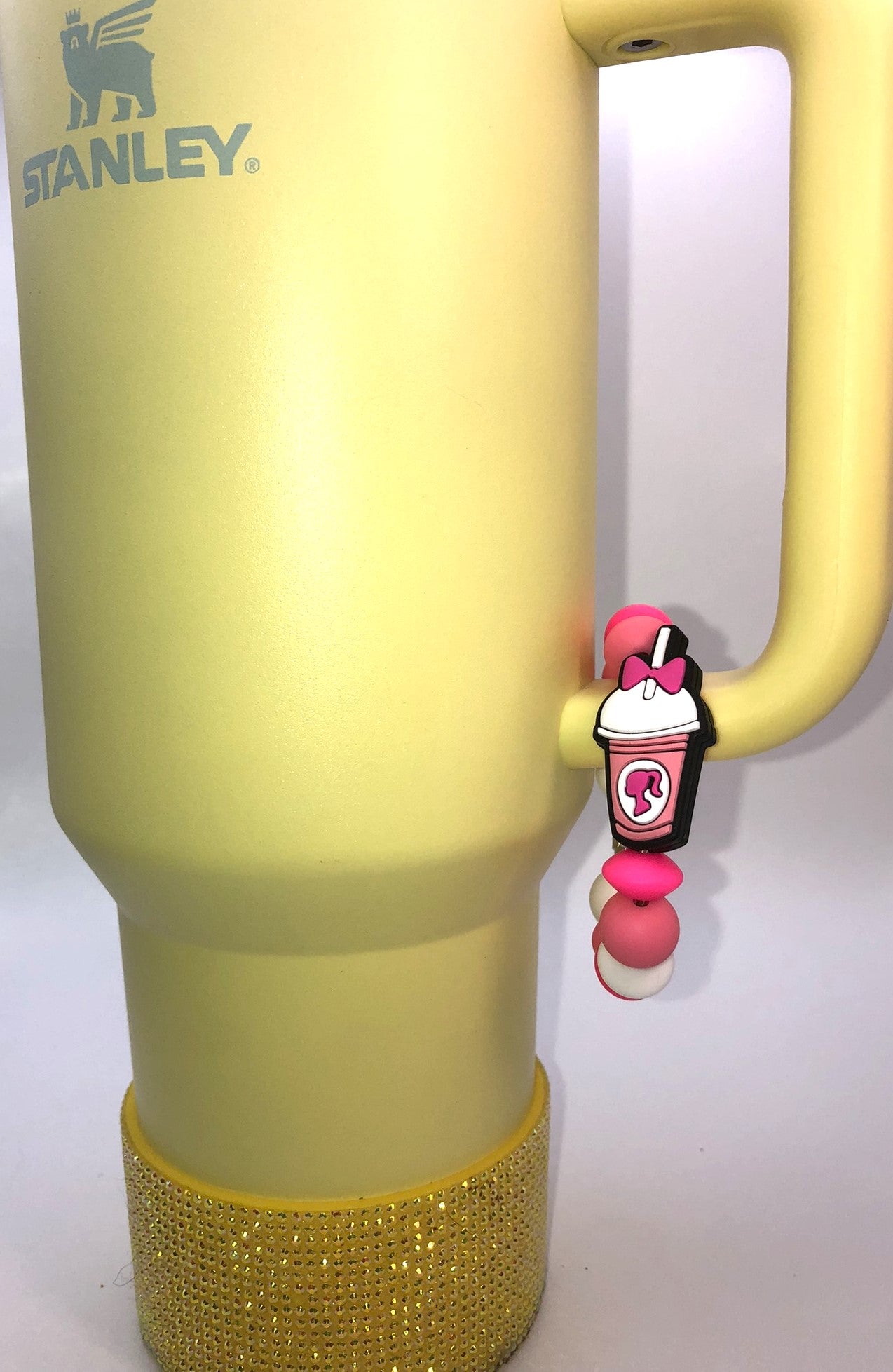 Pink Plastic Girl Doll Coffee Drink Stanley Tumbler Cup Handle Charm