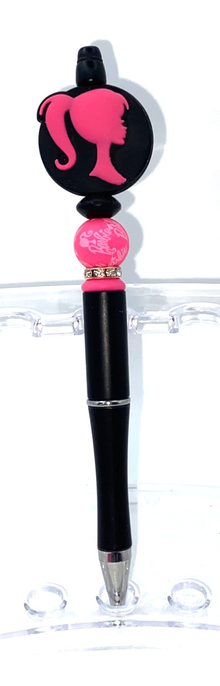 Malibu Girl Doll Round Silhouette Beaded Pen
