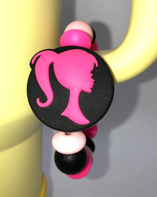 Pink Plastic Girl Doll Silhouette Stanley Tumbler Cup Handle Charm