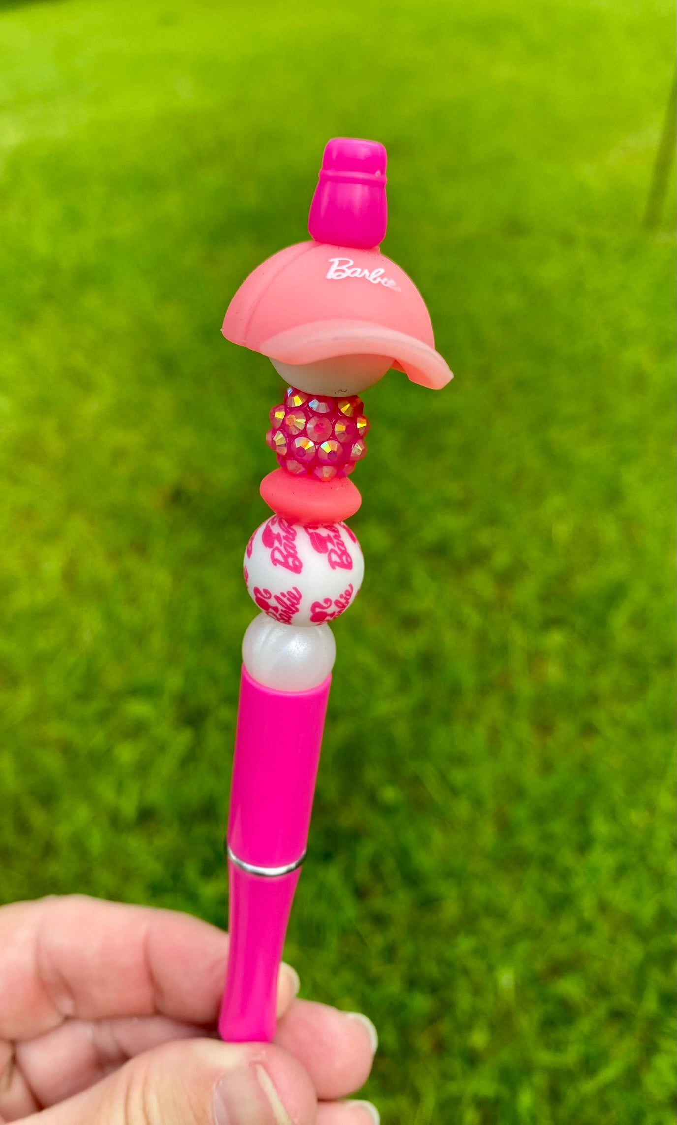 Pink Baseball Hat Malibu Girl Doll Beaded Pen