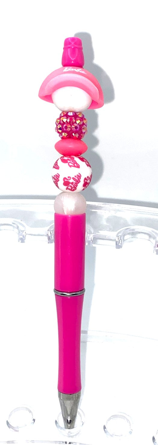 Pink Baseball Hat Malibu Girl Doll Beaded Pen