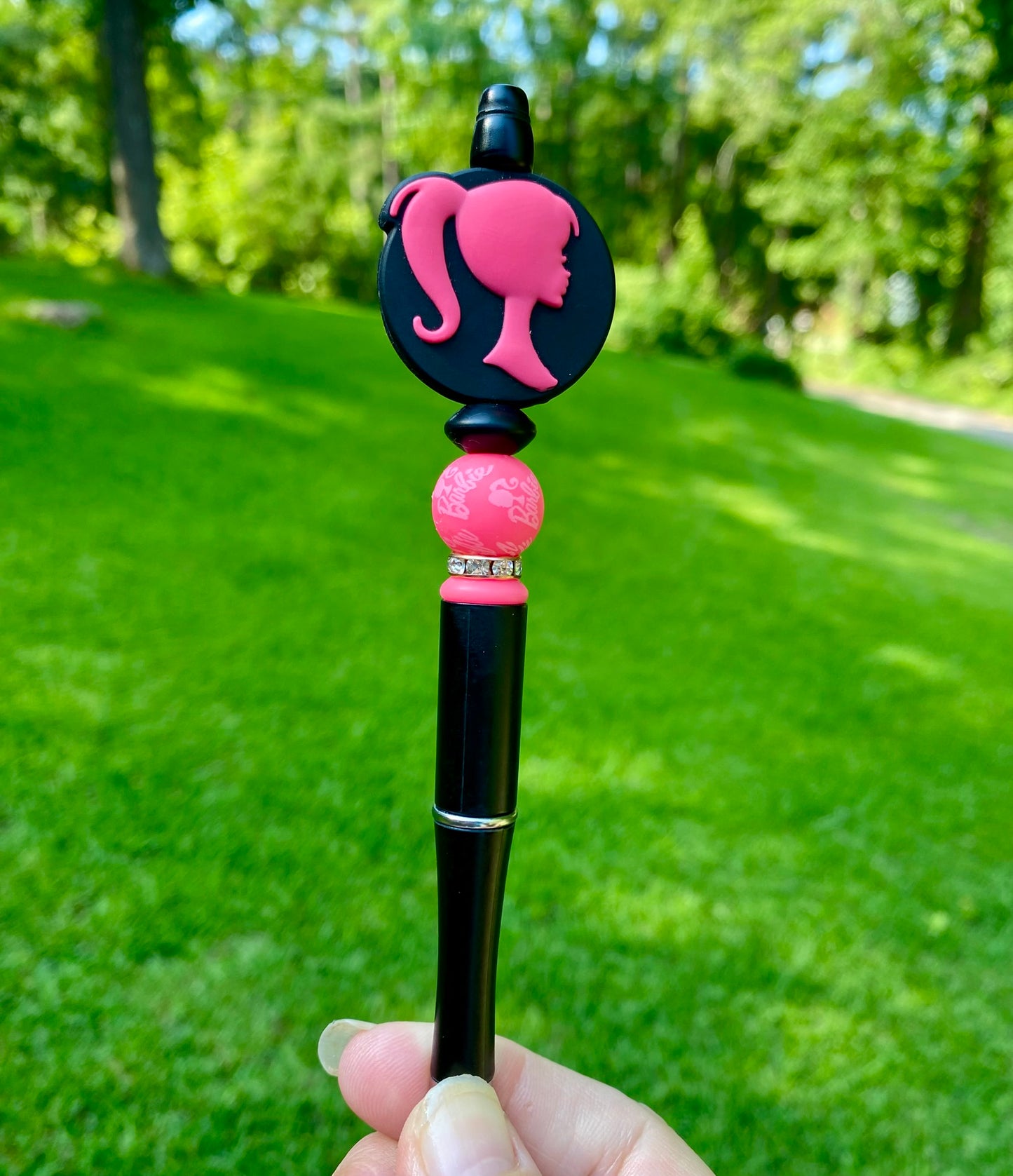 Malibu Girl Doll Round Silhouette Beaded Pen
