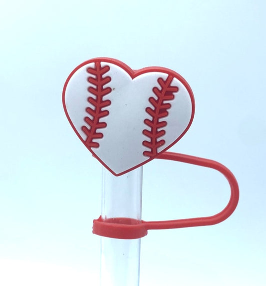 Baseball Heart Sports Straw Topper