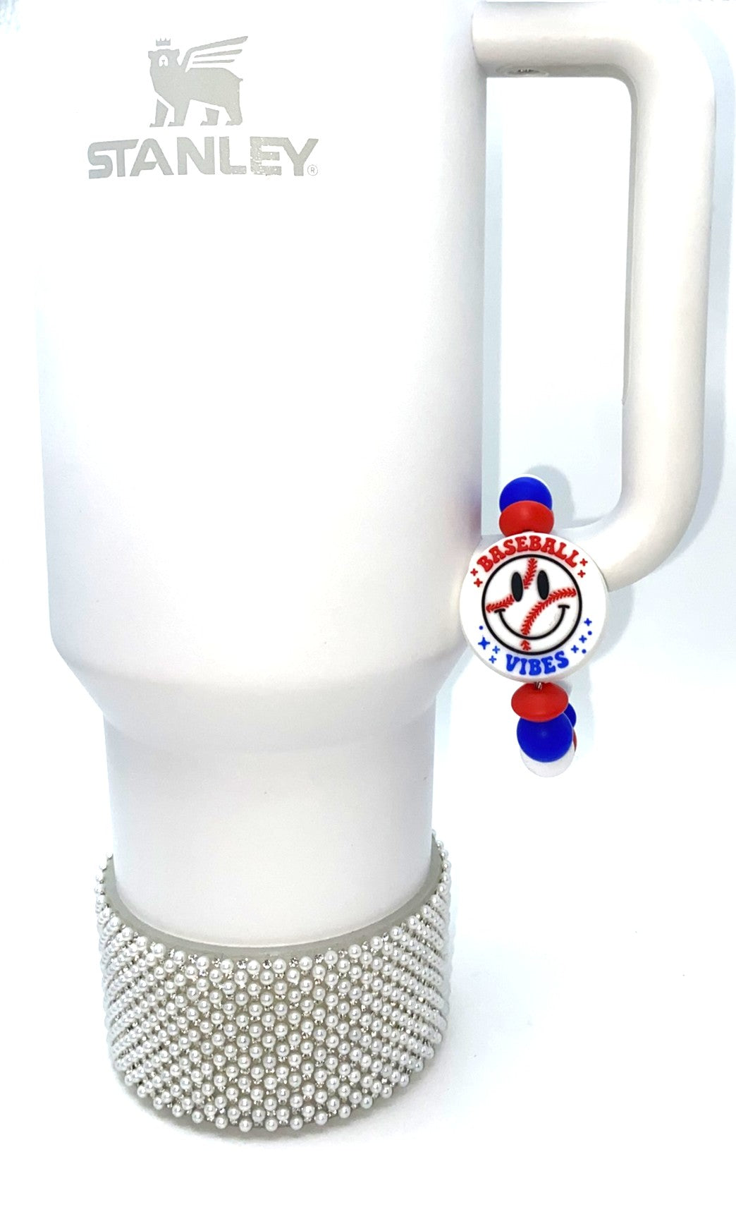 Baseball Vibes Red White & Blue Stanley Tumbler Cup Handle Charm