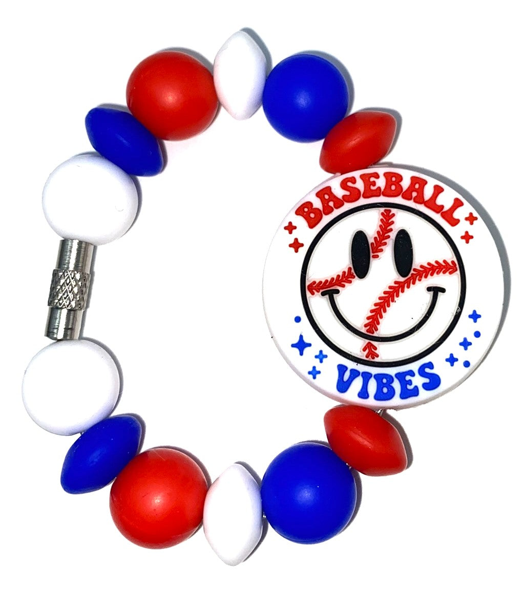 Baseball Vibes Red White & Blue Stanley Tumbler Cup Handle Charm