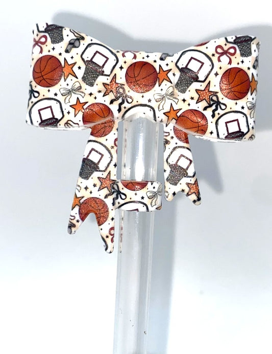 Basketball Bow Straw Topper