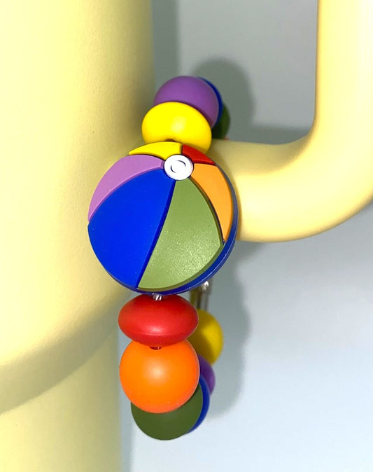 Colorful Beach Ball Stanley Tumbler Cup Handle Charm