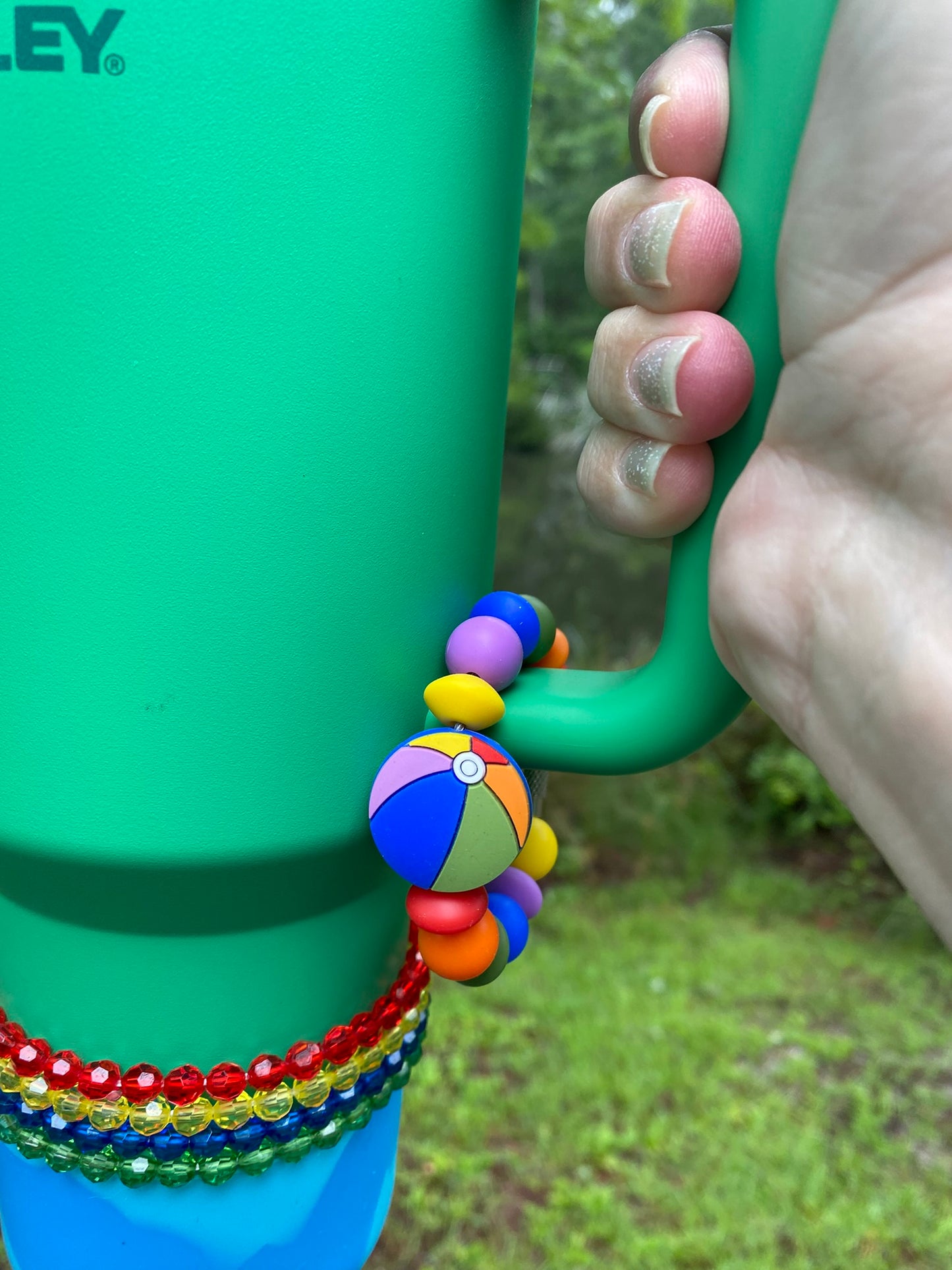 Colorful Beach Ball Stanley Tumbler Cup Handle Charm