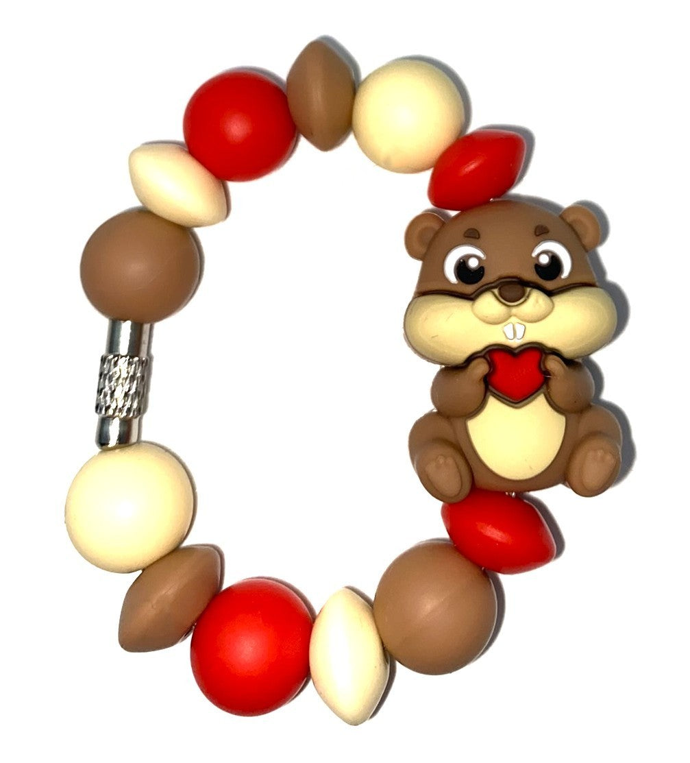 Beaver 3D Holding Heart Stanley Tumbler Cup Handle Charm